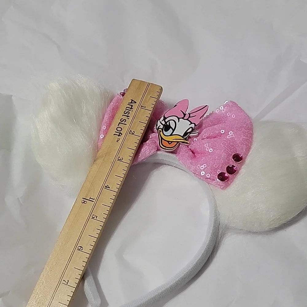 🍎New Daisy Duck Irridescent Sequin Fx Fur Mickey & Minnie Mouse Ears  Headband